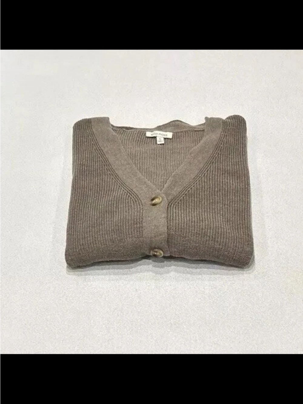 Ella Moss Taupe Ribbed V-Neck Cardigan